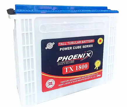 Phoenix Tall Tubular Battery Top and Side View